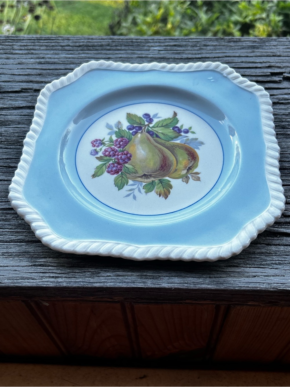 Johnson Brothers Light Blue Fruit Motif Square Fruit Plate made in England